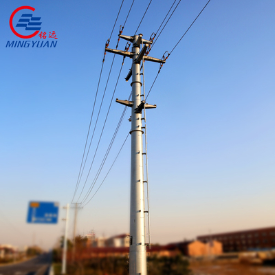 Dağıtım Hatları 60m İçin Sıcak Daldırma Galvanizli Metal Borulu Elektrik Direkleri Q355B