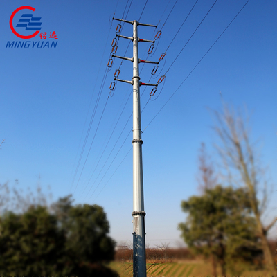 Dağıtım Hatları 60m İçin Sıcak Daldırma Galvanizli Metal Borulu Elektrik Direkleri Q355B