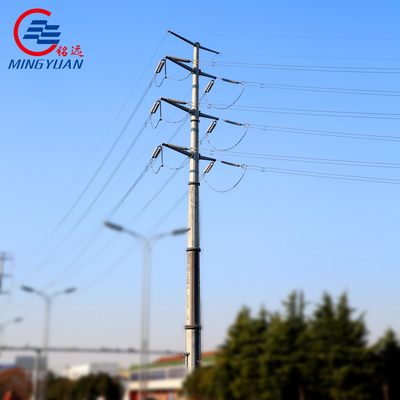 Çok Taraflı Poligonal Metal Dağıtım 220kV İçin Havai Hat Yardımcı HDG Çelik Direkler