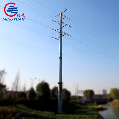Galvanizli Çelik Direk Yardımcı Programı 9m Elektrikli Çift Devre 33kv İletim Hattı Çelik Direk