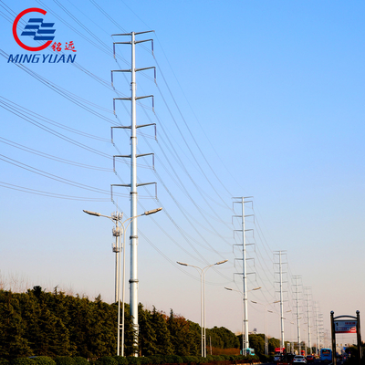 Galvanizli Çelik Direk Yardımcı Programı 9m Elektrikli Çift Devre 33kv İletim Hattı Çelik Direk